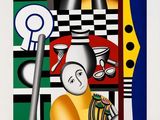 une image représentant un tableau où l'on voit un homme tenant un couteau et une fourchette