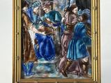 une image d'un tableau représentant un groupe de personnes dans une pièce