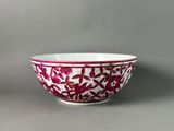chinese red and white bowl with floral design
