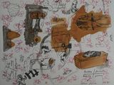 a drawing on a piece of paper with writing on it