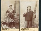 deux photos d'époque représentant un homme et une femme armés