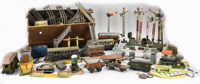 many different types of toy trains and trucks in this picture