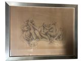 drawing of a group of nudes in a frame on a wall