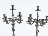 pair of antique silver plated candelabs with flowers and leaves