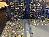 de nombreux pins et aimants exposés dans un magasin