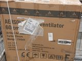 a cardboard box with a ventilator attached to it