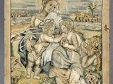 une image d'un tableau représentant une femme tenant un enfant dans ses bras