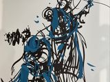 a drawing of a man riding a horse with a woman on it