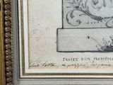 an old drawing of a clock with a clock face on it