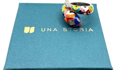 UNA STORIA - Importante bague serpent en argent 925ml et strass à déco - Photo 1