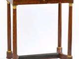 a wooden table with a drawer on top of it
