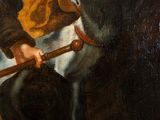 an image of a painting of a man holding a dog