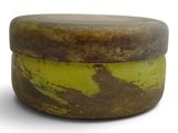 an image of a round box with a yellow lid