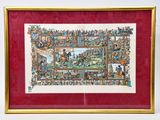 framed picture of a picture of a horse race with a crowd of people