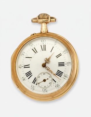 une montre de poche en or avec des chiffres romains