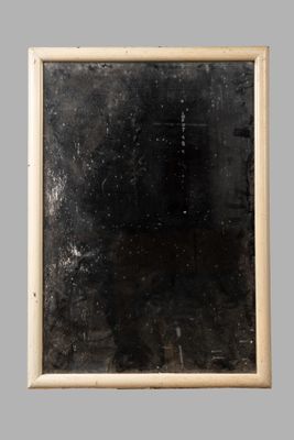 a picture of a black and white photo of a mirror