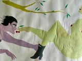 un tableau représentant un homme et une femme allongés sur un lit