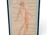an image of a drawing of a nude woman in a blue frame