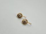 une paire de boucles d'oreilles dorées ornées de cristaux marron