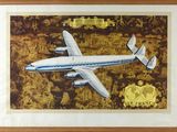 une photo d'un tableau représentant un avion, dans un cadre