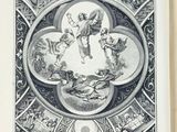 an old book with a picture of angels on it
