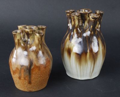 Joseph TALBOT (1888-1959) à La Borne: Deux vases pique-fleur… - Photo 1