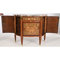 ONHEBERG. COMMODE LOUIS XVI de forme demi-lune en placage de… (photo 5)