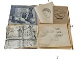 a lot of drawings on the pages of a book