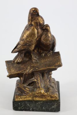 Charles PAILLET (1871-1937) Couple de colombes Bronze à pati…
