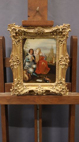 D’après Gaspar van den HOECHE (17ème) « couple », huile sur panne...