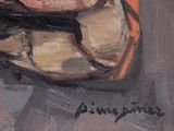 a painting of a pair of shoes and a pair of glasses