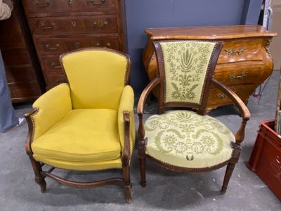 Fauteuil de style Directoire Bois naturel à dossier renversé…