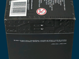 a black box with a label on it and a sticker on it