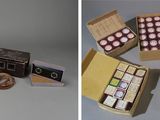 deux photos d'une boîte de chocolats et d'une boîte de bonbons