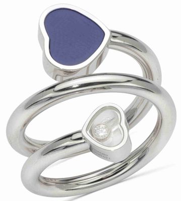 Chopard Bague ‘Happy Hearts Twist’ EN OR Gris 18k, Diamant E…