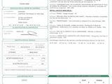 a green and white document with a barcode on it