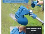 un gros plan d'une personne utilisant un souffleur pour nettoyer la pelouse