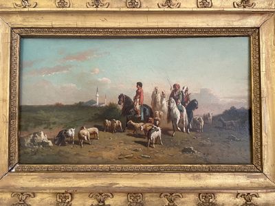 une photo d'un tableau représentant un groupe de personnes à cheval