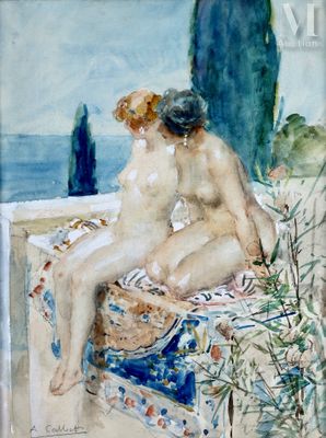 une image représentant un tableau d'une femme nue assise sur un banc