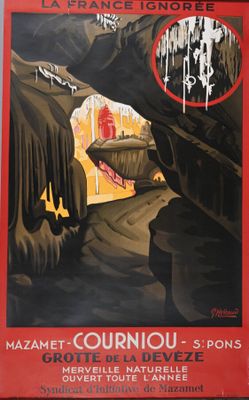 une image d'une affiche annonçant un film, avec une grotte en arrière-plan