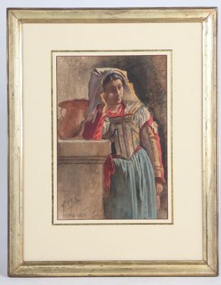 une image d'un tableau représentant une femme en robe bleue