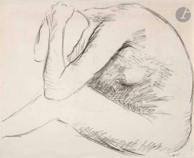 drawing of a woman sitting on her back with her hands on her knees