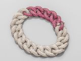 un gros plan sur un bracelet orné de diamants roses et blancs