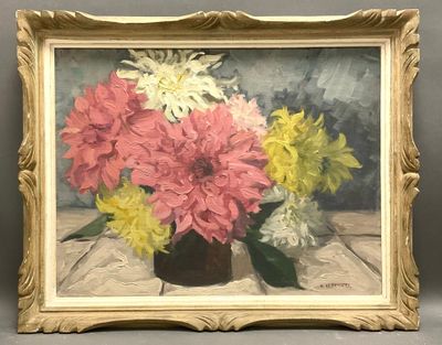 A.LEFEUVRE (XXe) Nature morte aux anémones, Huile sur toile …