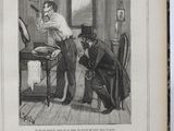 an old book with a picture of two men in a room