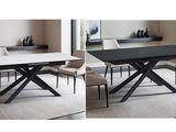 trois vues différentes d'une table à manger et de chaises dans une pièce
