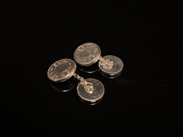 HERMES : argent 925 millièmes : paire de boutons de manchettes cl...