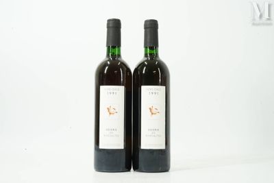 deux bouteilles de vin posées l'une à côté de l'autre sur une table