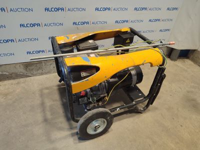 the generator is sitting on the cart in the garage