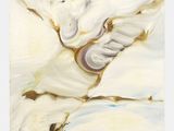peinture abstraite représentant un oiseau blanc et marron au bec noir